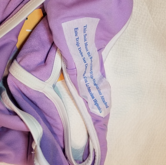 NWT MEDIUM COVERAGE HIGH WAISTED BIKINI BOTTOM LILAC AND WHITE VOLLEY BA… cute - Picture 8 of 12